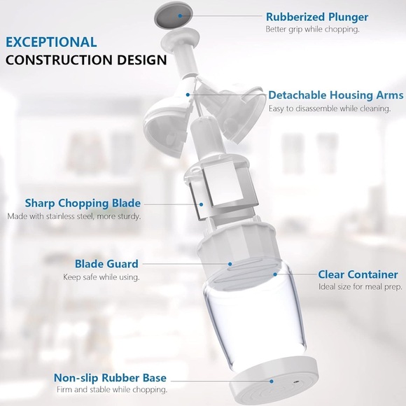 Pampered Chef Push Function Food Chopper #2585 White Kitchen Gadgets Tear free - Picture 3 of 6